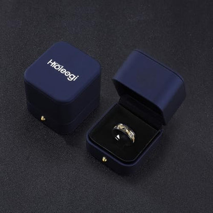 Men’s Tungsten Carbide Wedding Bands 8mm Hammered with Gold Foil Inlay Scratch Proof Stainless - color: Black