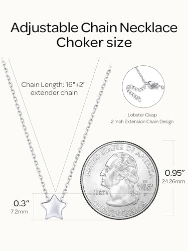 ChicSilver 925 Sterling Silver Cross/Heart/Butterfly/Star/Moon Necklace for Women, Hypoallergenic Dainty Small Silver Pendant Necklaces (with Gift Box) - style: 04.Star