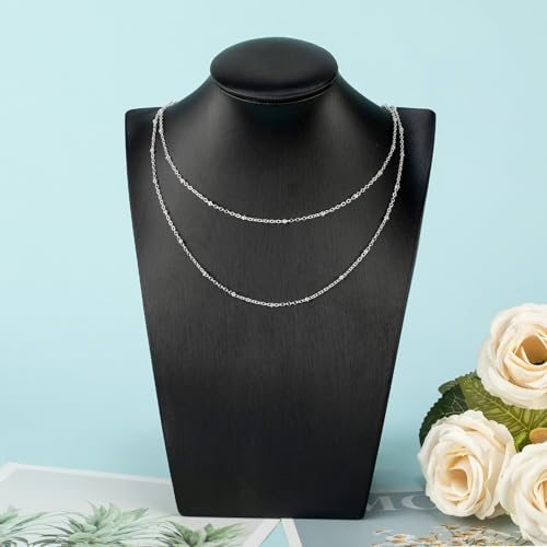 UMAOKANG 10 Meters Silver Necklace Chains Bulk Beaded Chain for Jewelry Making Silver Plated Brass Jewelry Chain Roll with Jump Rings and Lobster Clasps - color: Silver Cross Bead