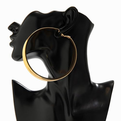 Hoop Earrings for Women Wide Hoop Earrings Large Big Flat Huggie Hoops Earrings Trendy Chunky Hoops Earrings Statement Earrings Jewelry for Women - color: 80mm-Gold