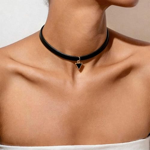 Black Necklaces for Women,Adjustable Layered Collar,Goth Jewelry - color: Triangle