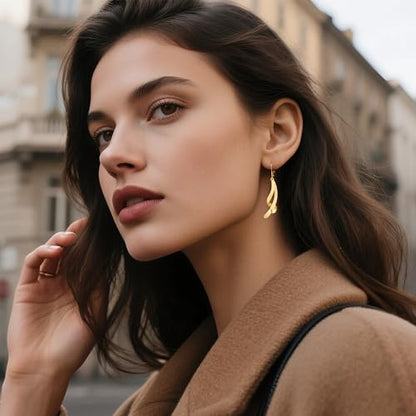 ALEXCRAFT 14K Gold/Silver Twisted Brushed Tassel Dangle Earrings for Women | Hypoallergenic Elegant Lightweight Long Twisted Tassel Dangling Drop Leverback Earrings for Women Trendy Jewelry Gifts in Box - color: Brushed_Gold
