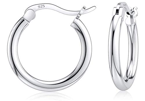 Savlano 925 Sterling silver Round Hoop Earrings for Women & Men Comes in 10MM-25MM - size: 15 Millimeters