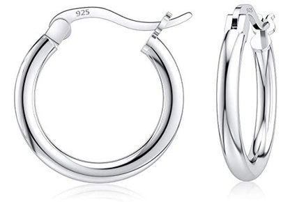 Savlano 925 Sterling silver Round Hoop Earrings for Women & Men Comes in 10MM-25MM - size: 15 Millimeters
