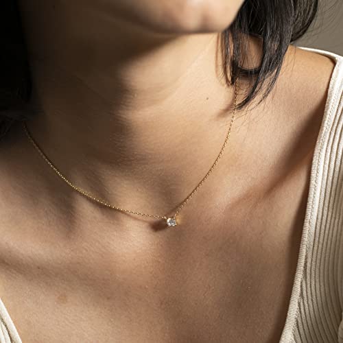 S.Leaf 18K Gold Plated Cubic Zirconia Choker Necklace for Women 925 Sterling Silver Layered Coin Moon Star Heart Circle Crystal Lariat Pendant Necklaces Gifts for Women Trendy - color: Round_Gold