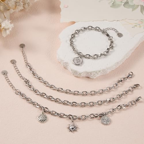 UMAOKANG 10 Pack Stainless Steel Bracelet Chain Bulk for Jewelry Making | Silver Chunky Cable Hand Chain Bracelets for Men and Women Charm Permanent Bracelet Kit - color: 10pcs Cable Steel