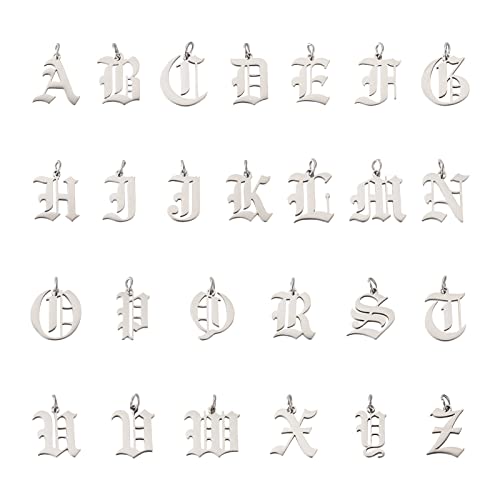 Craftdady Letter Charms Capital Pendants Mixed A-Z Initial Letter Number Charms DIY Bracelet Necklace Pendants for Jewelry Making, Gold, Antique Silver, Platinum - color: Stainless Steel Color, Gothic Style