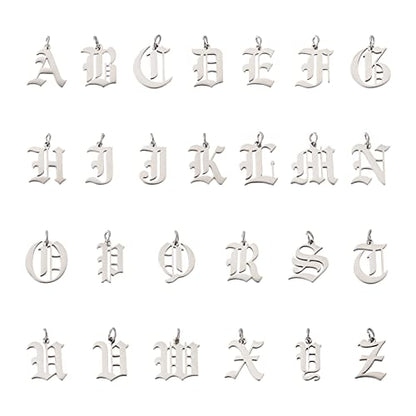 Craftdady Letter Charms Capital Pendants Mixed A-Z Initial Letter Number Charms DIY Bracelet Necklace Pendants for Jewelry Making, Gold, Antique Silver, Platinum - color: Stainless Steel Color, Gothic Style