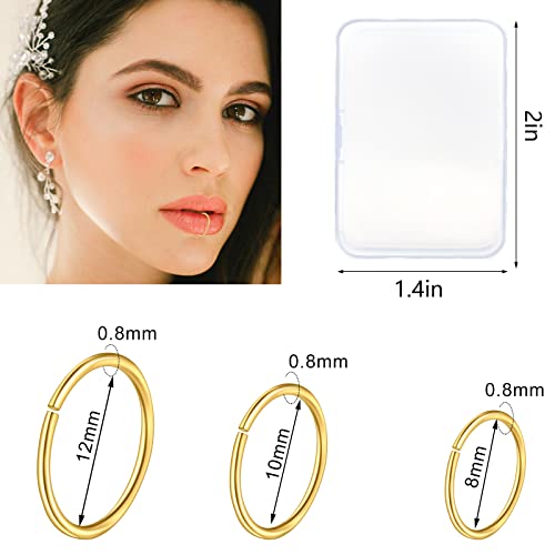 23-40 Pcs Gold Nose Rings & Studs - 18G & 20G Nose Piercing Jewelry - L Shape, Hoop & Screw Body Jewelry for Women & Men - color: Gold-B