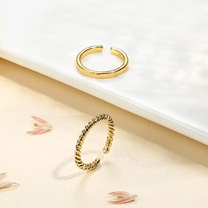 IRONBOX 14K Gold Filled Toe Rings for Women Simple Open Band Toe Ring Adjustable Toe Rings - color: Gold E