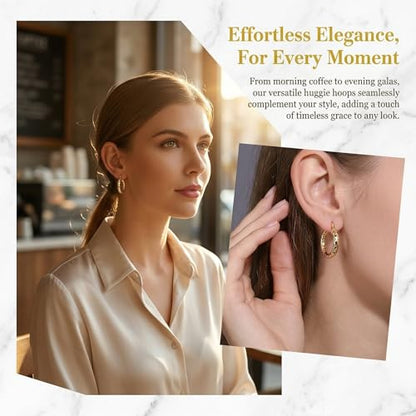 14K Gold Hoop Earrings for Women 14K Gold Earrings Classic Shiny Polished Round Big Hoop Earring for Women Hypoallergenic Womens Earring Hoops - size: 20mm