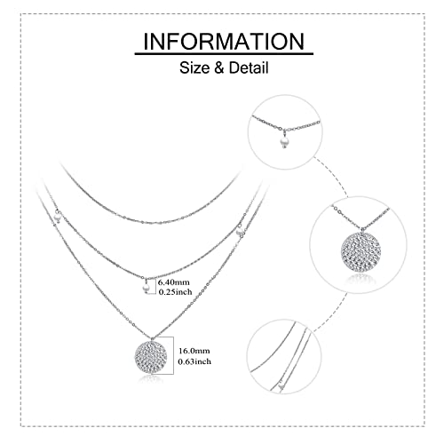 MONGAS Boho Layered Necklace Sterling Silver Triple 3 Stacked Vertical Bar Triangle Long Layering Necklaces Christmas Jewelry Gifts for Women - style: Pearl