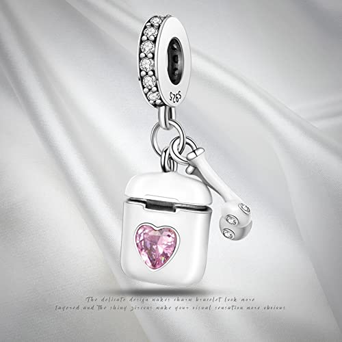 Pandach 925 Sterling Silver Charms for Bracelets and Necklaces Travel Round The World Beads Charms Relaxation Dangle Pendant,Jewelry Beads Gifts for Women - style: A- Headphones Charm