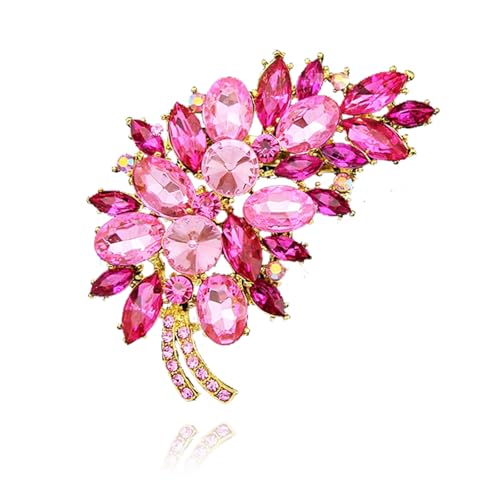 WCRAZYE Rhinestone Feather Brooch Pin for Women Men Fashion Crystal Delicate Leaf Bridal Wedding Brooch Lapel Pins Elegant Dress Accessories Jewelry Boutonniere Corsage for Hat Bag Suit Tie Wedding Birthday - color: Rose Red