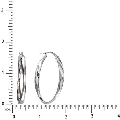 Sterling Silver 925 Oval Hoop Earrings for Women