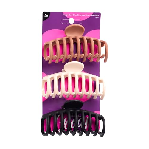 Goody Classics Large Sprial Claw Clips , Assorted Colors - Great for Easily Pulling Up Your Hair - Pain-Free Hair Accessories for Women, Men, Boys, and Girls, 3 Count (Pack of 1) - color: Tort/Clear/Black (Large Claw), size: 3 Count (Pack of 1)