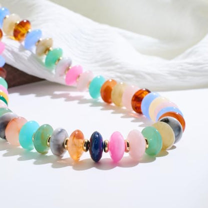 Acrylic Beaded Necklace for Women,Beach Strand Jewelry Gifts | Statement Necklace,Cute Trendy Handmade Jewelry for Women,Chunky Beaded Necklace,Resin Beads Choker - color: colorful