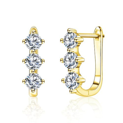 Cubic Zirconia Hoop Earrings for Women Small Huggie Hoops, 12MM - color: 14K Gold