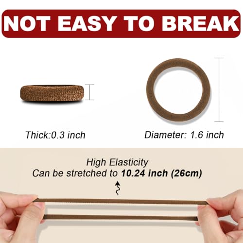IKOCO 150PCS Hair Ties for Women, No Damage, Brown | Cotton Ponytail Holders, Value Pack, Seamless Elastic, No Breakage, No Crease, Durable Hold, for Thick & Curly Hair - color: Brown