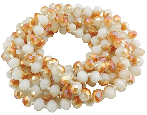 Firstmeet Fashion Beads Rope Knot Long Beaded Necklace Versatile 60" Strand Costume Jewelry for Women - color: gold