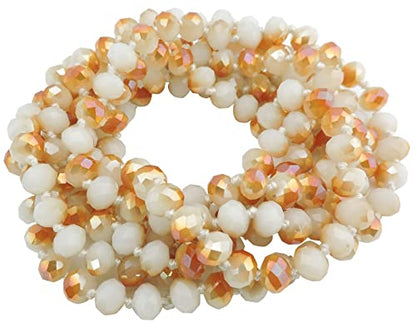 Firstmeet Fashion Beads Rope Knot Long Beaded Necklace Versatile 60" Strand Costume Jewelry for Women - color: gold