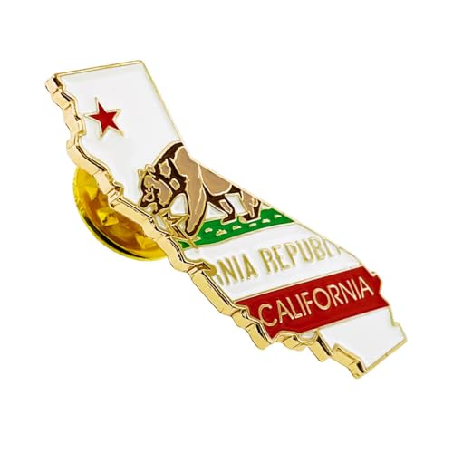PinMart State Shape Flag Lapel Pin - color: California Gold Plated, size: 5 Pack
