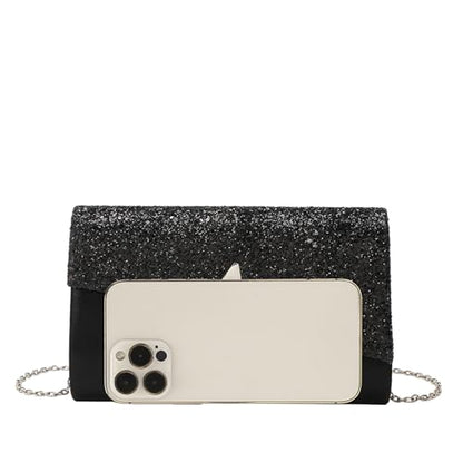 YYW 4 Pieces Women Evening Handbags Clutch Purse Bag with Rhinestone Crystal Jewelry Set for Wedding Party - color: black
