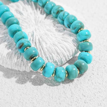 Chunky Beads Necklace for Women Trendy Gold Puffy Heart Choker Necklace Colorful Resin Beaded Heart Pendant Necklaces Statement Jewelry - color: Round- Turquois
