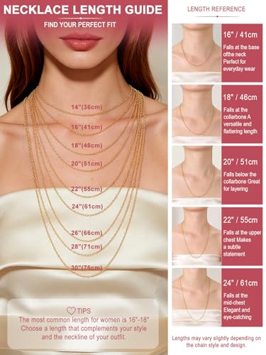 FOCALOOK Womens Chain Necklace, 1/1.4/2mm Thin Cable Link Necklace Chain | Hypoallergenic 316L Stainless Steel, Non Tarnish, Sturdy Chain for Pendants, 14K Gold Plated/Silver/Rose Gold/Black, 14-30" - color: 1.4mm 14K Gold Plated, size: 20 Inch