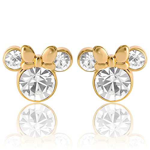 Minnie Mouse Birthstone Stud Earrings Women | Birthstone Earrings for Women - color: April-Yellow