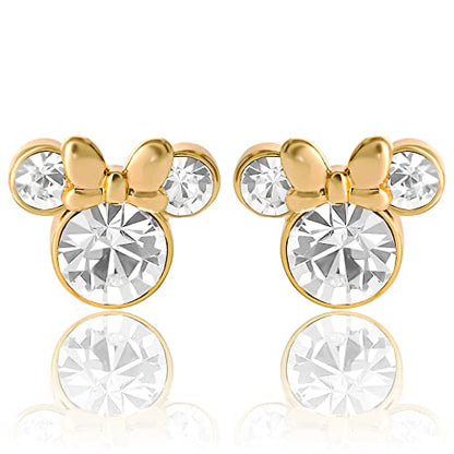 Minnie Mouse Birthstone Stud Earrings Women | Birthstone Earrings for Women - color: April-Yellow