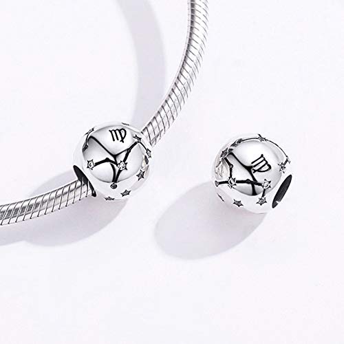 Constellation Charm 925 Sterling Silver Birthstone Bead for Pandora Charms Bracelet-Gift for Anniversary Birthday Christmas Day - color: Virgo （8.23-9.22）