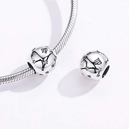 Constellation Charm 925 Sterling Silver Birthstone Bead for Pandora Charms Bracelet-Gift for Anniversary Birthday Christmas Day - color: Virgo （8.23-9.22）
