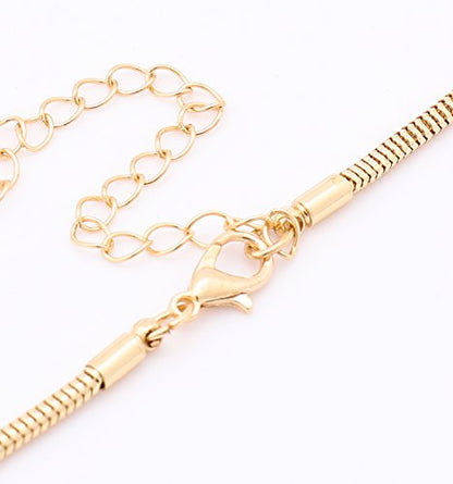 NVENF Long Sweater Chain Double Circle Pendant Necklace Bold Snake Chain Women Statement Necklace - color: B Gold-tone