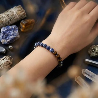 Bivei Protection Crystal Healing Bracelet | 8MM Strength Bracelet Spiritual Stretch Beaded Jewelry for Women Men Gift - color: Focus Willpower, size: Medium 6.8-7.3 inch