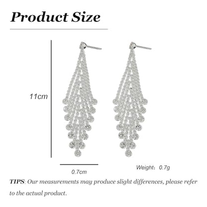 Rhinestone Earrings Prom Earrings for Women Sparkly Long Tassel Chandelier Drop Statement Earring Jewerly Gifts Wedding Party Prom Dresses Accessories - color: A6:silver dangle earrings