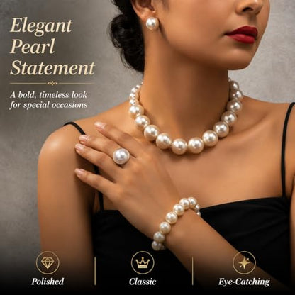 Pearl Jewelry Set for Women Pearl Necklace and Earring Set Bridal Jewelry Set for Wedding Elegant Pearl Jewelry - color: A1:SET-4