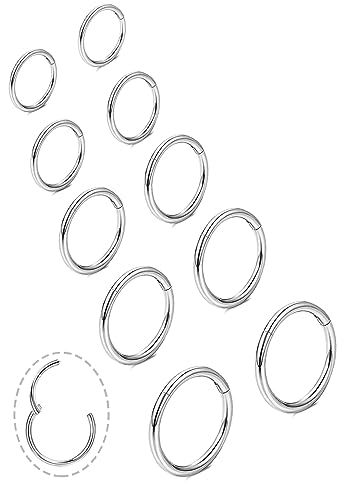 Small Gold Hoop Earrings, Lightweight 14K Gold Plated Huggie Hoop Earrings for Cartilage Helix Tragus, Hypoallergenic Earrings for Women Men, Tiny Thin Hoops Surgical Steel Endless Hoops Earrings 6-10 mm - color: 6/7/8/9/10mm Hoop Silver-18g