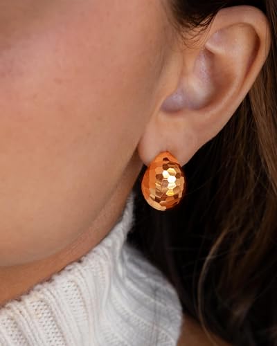 Gold Chunky Earrings for Women Trendy, 14K Gold Plated Dainty Kont Earrings Statement Minimalist Hypoallergenic Stud Earrings - color: Kala & Rose Gold
