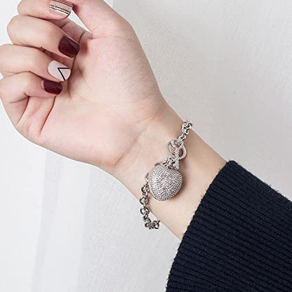 H&Beautimer 925 Sterling Silver Bracelet For Women's - Italian Handmade Rolo Chain 6.3, 6.7, 7.1, 7.5, 8 Inch - AAAAA CZ Zircon Heart/Lock Pendant Bracelet - Fine Jewelry - color: Heart Pendant, size: 6.3 inches