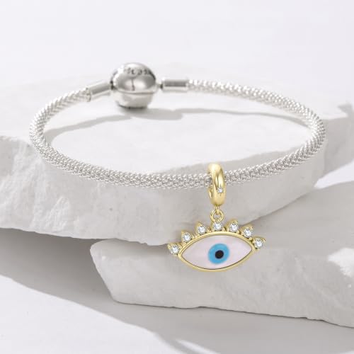 Animal Charms for Bracelets 925 Sterling Silver Bead Charms Bee Butterfly Fox Charm Fits Bracelets and Necklaces Cute Charms for Women - color: Evil eye