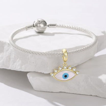Animal Charms for Bracelets 925 Sterling Silver Bead Charms Bee Butterfly Fox Charm Fits Bracelets and Necklaces Cute Charms for Women - color: Evil eye