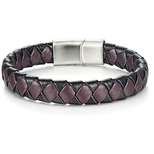 Italian Men's Leather Bracelet Jewelry Gift | Men's Accessory, Leather Band, Stainless Steel, Wrist Bracelet