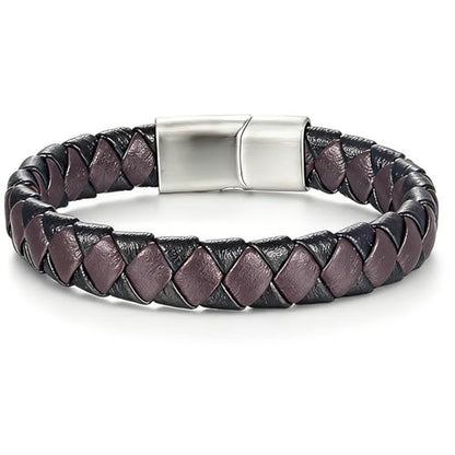 Italian Men's Leather Bracelet Jewelry Gift | Men's Accessory, Leather Band, Stainless Steel, Wrist Bracelet