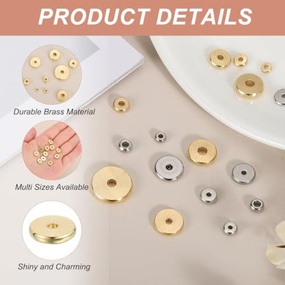 MECCANIXITY 40Pcs Rondelle Spacer Beads 10mm Diameter 2mm Hole Size 2mm Thick Metal Flat Disc Charm Circle for Bracelet Earring Necklace Jewelry Making, Gold - color: Gold, size: 10mm Dia x 2mm Hole Sizex 2mm Thick