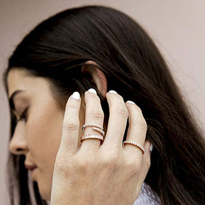 PAVOI 14K Gold Plated Cubic Zirconia Open Twist Eternity Band for Women - color: White Gold, size: 10
