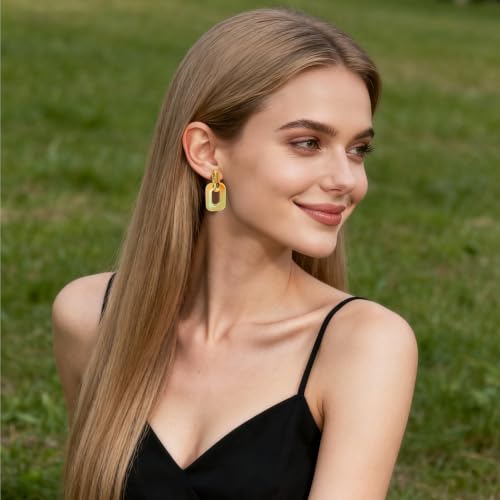 5 Pairs Acrylic Geometric Drop Earrings for Women, Colorful Mix | Colorful acrylic rounded rectangle drops with stainless steel posts; 3.0 x 1.5 cm, 3.2 g per pair, five-pair set
