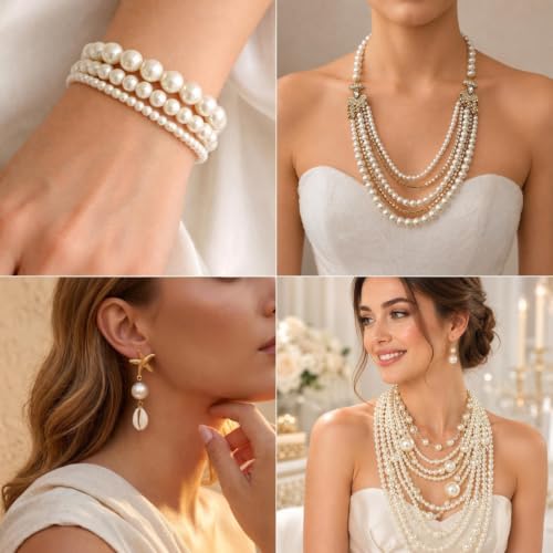 900PCS Pearl Beads for Jewelry Making 10MM Big Jewelry Beads Bulk | Round Faux Pearls Beads with Holes for Bracelet Necklace Earrings Crafting - color: ivory(10mm)