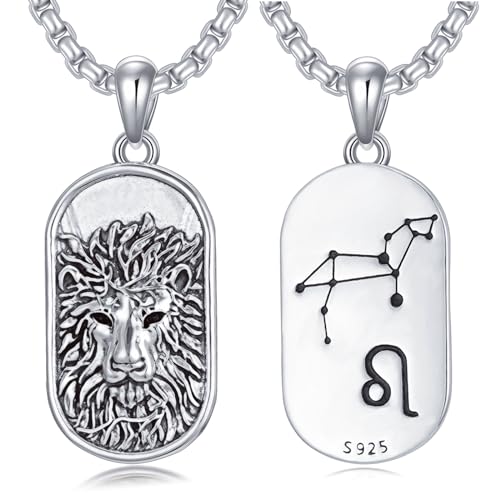 SIMONLY Zodiac Necklace 925 Sterling Silver Constellation Necklace Zodiac Sign Necklaces Horoscope Jewelry Christmas Birthday Astrology Gifts for Women Men Unisex - style: Leo