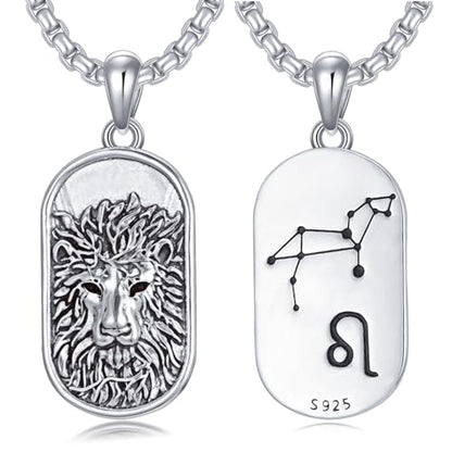 SIMONLY Zodiac Necklace 925 Sterling Silver Constellation Necklace Zodiac Sign Necklaces Horoscope Jewelry Christmas Birthday Astrology Gifts for Women Men Unisex - style: Leo